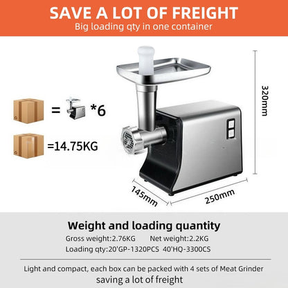 Compact Fully Automatic Electric Meat Grinder Kitchen Mincer Sausage Filler All-in-One Machine