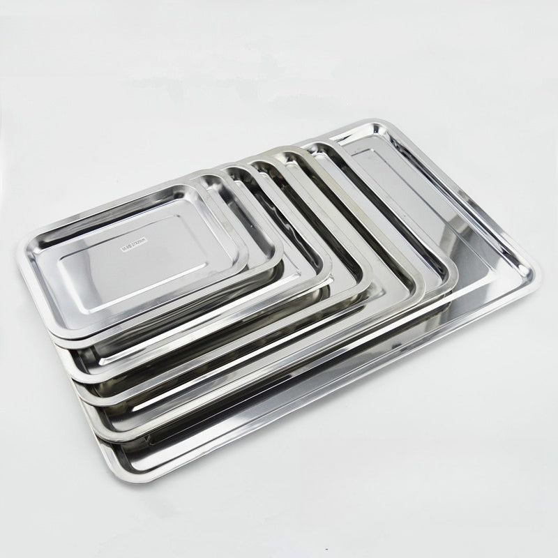 1pc Stainless Steel Thickened Rectangular Square Plate Rectangular Grilled Fish Tray Barbecue Plate