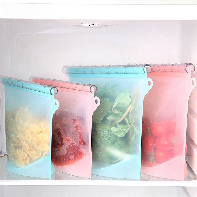 1pc Silicone Fresh-keeping Bag Leak-proof Food Bag Vacuum Food Sub-packaging Self-sealing Bag