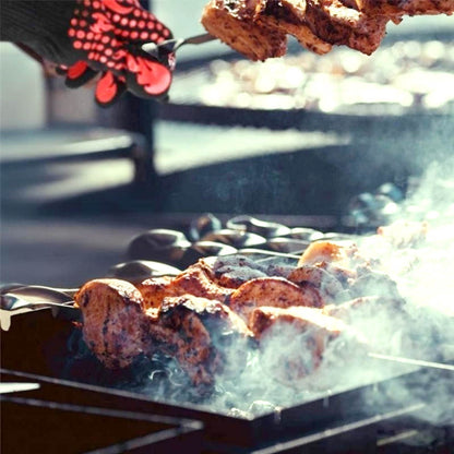 2pcs/Pair Heat Resistant Gloves for BBQ Double Layer Thickened Silicone Oven Gloves Fire Retardant Cooking Gloves for Grilling