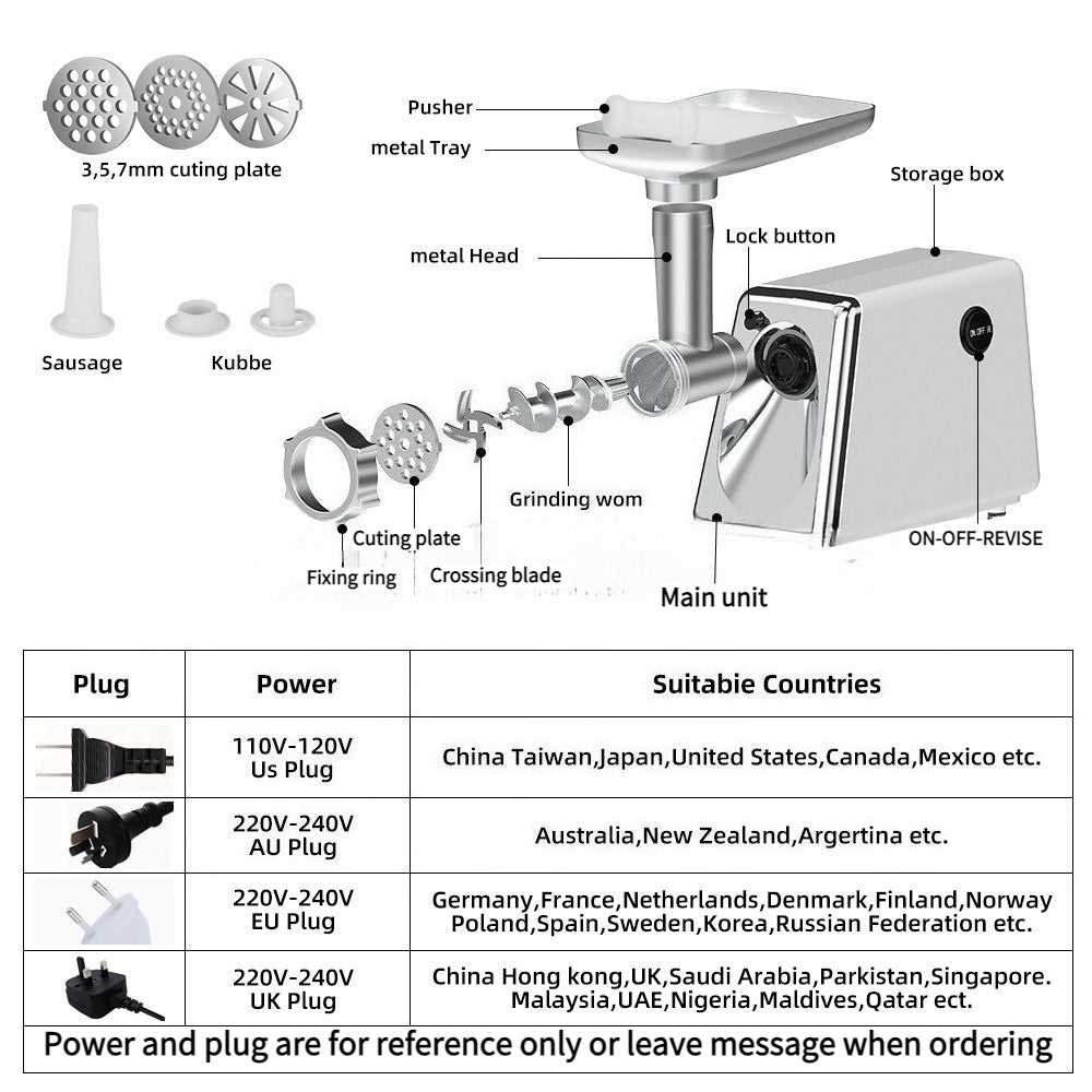 Multifunctional Electric Meat Grinder Household Small Sausage Stuffer Stainless Steel Commercial Mincer