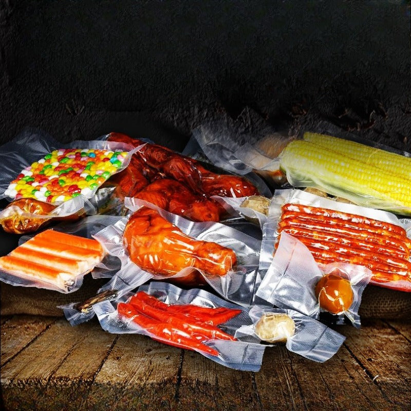 100Pcs/PackTextured Vacuum Bags Household Cooked Food Fresh-keeping Sealed Plastic Bag Compression Food Grade Packaging Reticulated Vacuum Bags