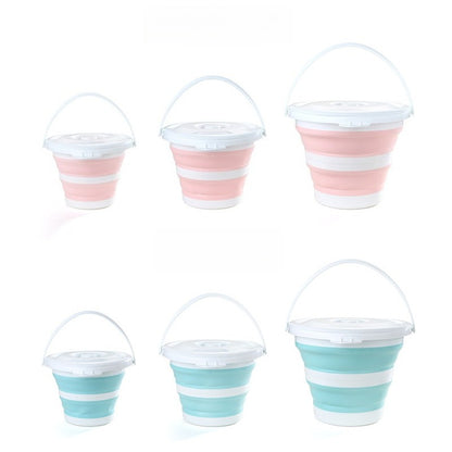 1pc Portable plastic bucket with lid folding bucket telescopic bucket