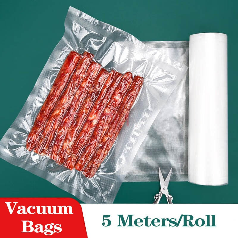 5Meters/Roll Textured Vacuum Bag Roll Household Cooked Food Fresh-keeping Sealed Plastic Bag Packaging Vacuum Bags Roll