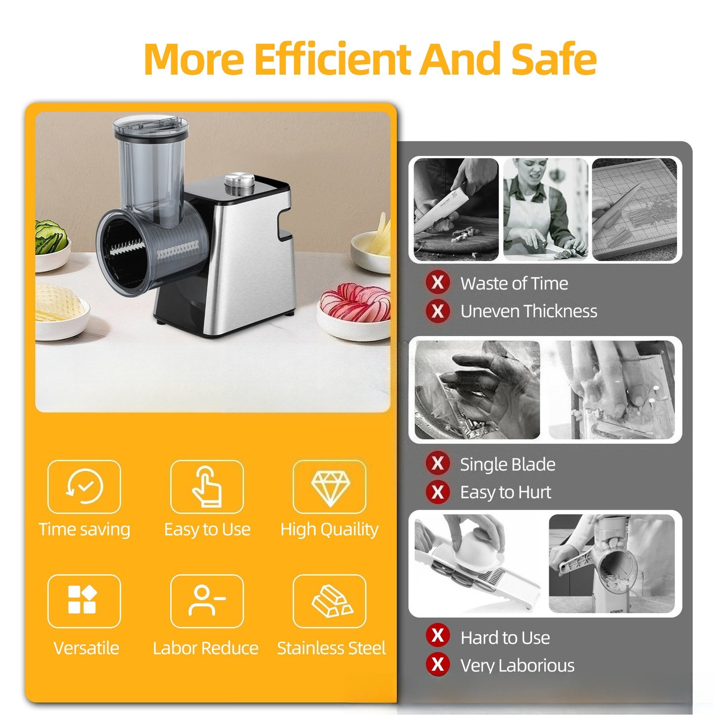 Stainless Steel Electric Vegetable Cutter Multifunctional Vegetable Shredder & Slicer Home Cheese Grinder Salad Tool