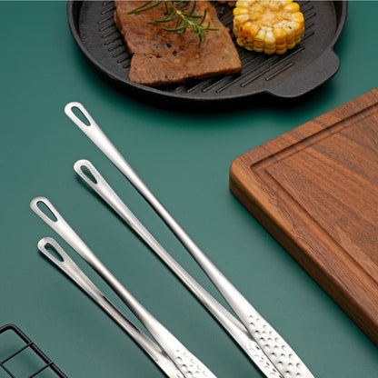 1pc Stainless Steel BBQ Tongs - Heat Resistant Food Tongs for Grilling & Kitchen Bread Serving