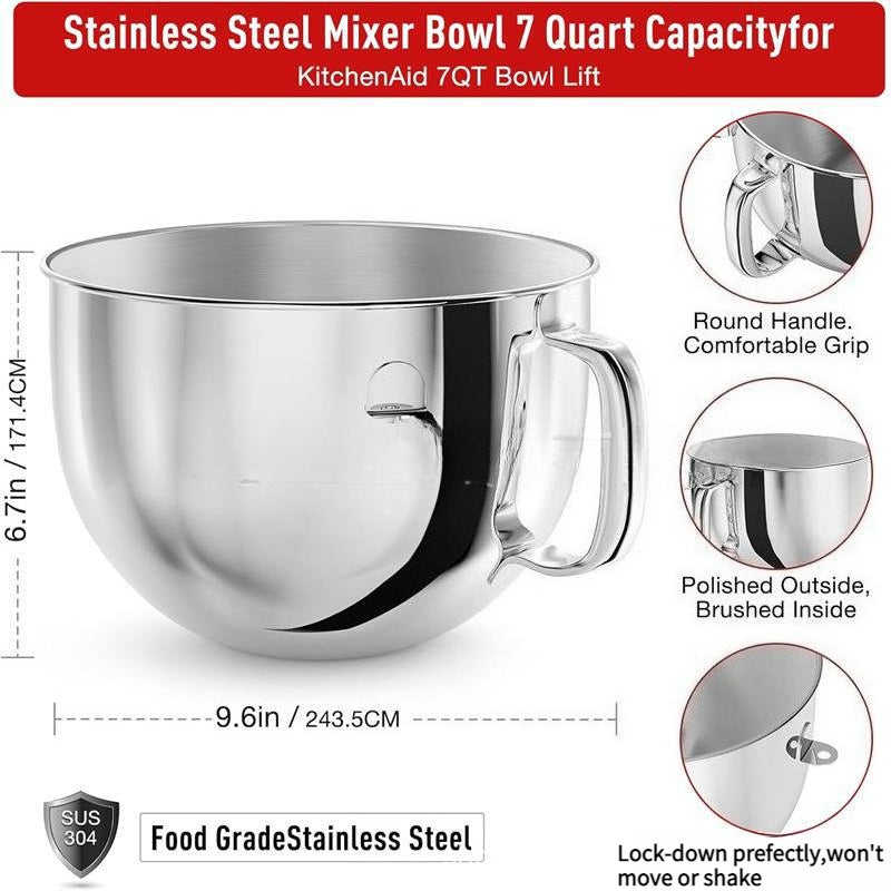 6QT Stainless Steel Mixing Bowl Kitchenaid Vertical Mixer, Kitchen Treasure 6QT Oblique Head Mixer with Handle