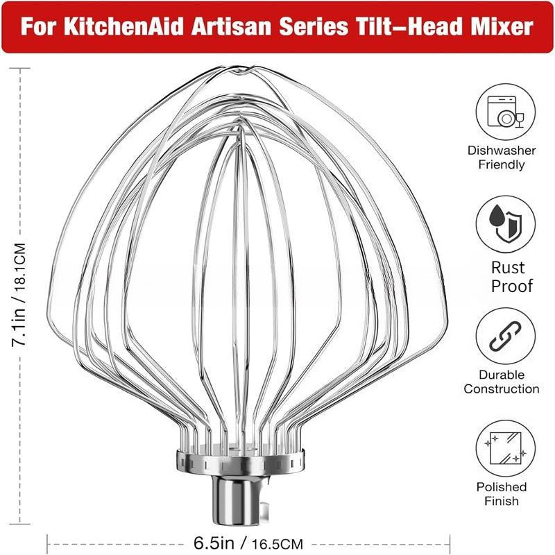 KN211WW Stainless Steel 11 Wire Whip Attachment for KitchenAid Bowl Lift Mixer 7 Quart Bowl