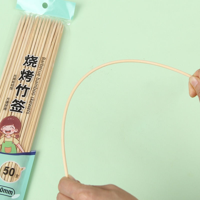 50pc Disposable Bamboo Stick Disposable Bamboo Chopsticks Fried Kebab Barbecue Meat Maker Sausage Tomatoes Sticks Cotton Candy