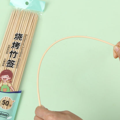 50pc Disposable Bamboo Stick Disposable Bamboo Chopsticks Fried Kebab Barbecue Meat Maker Sausage Tomatoes Sticks Cotton Candy